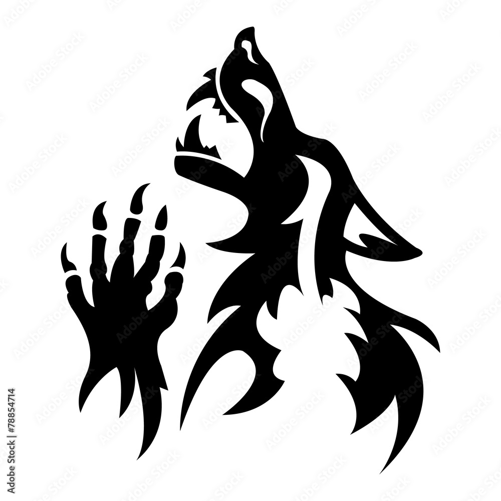 Vector werewolf stencil. Dark tattoo. Stock-Vektorgrafik | Adobe Stock