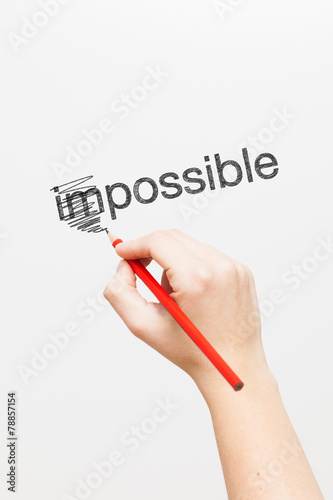 Plakat Scratching out impossible word with a pencil 