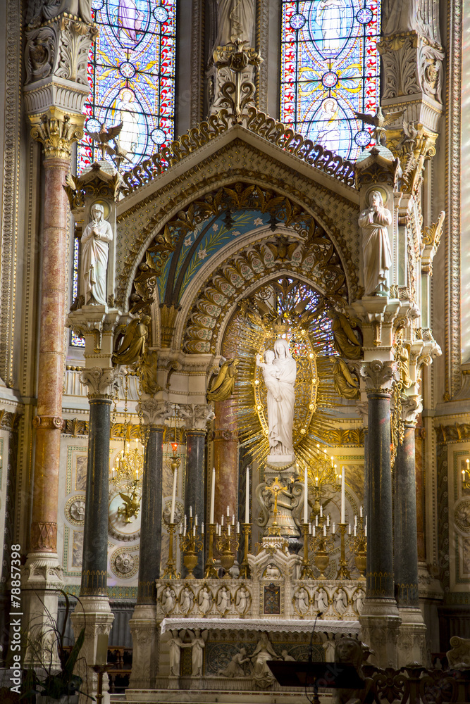Basilica of Notre-Dame de Fourviere in Lyon, France