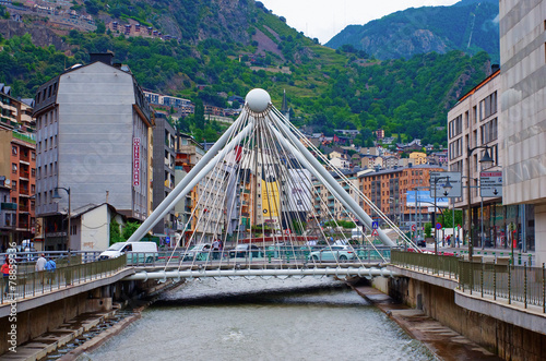 Bridge through  Gran Valira river in  Andorra la Vella
