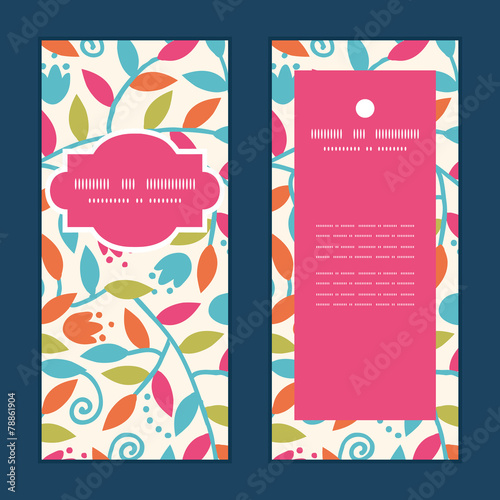 Vector colorful branches vertical frame pattern invitation