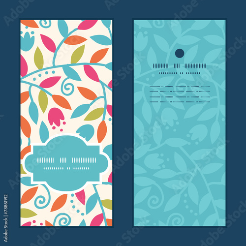 Vector colorful branches vertical frame pattern invitation