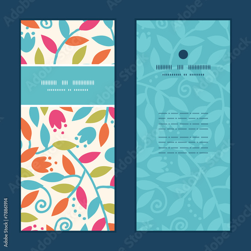 Vector colorful branches vertical frame pattern invitation
