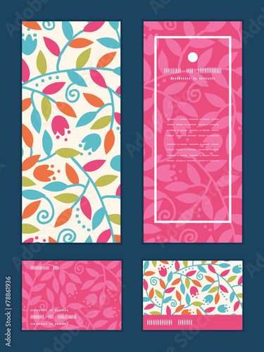 Vector colorful branches vertical frame pattern invitation