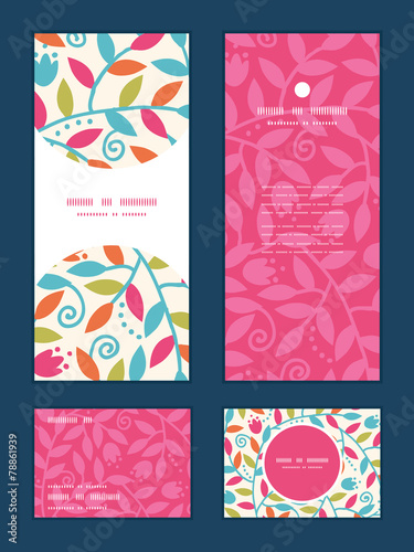 Vector colorful branches vertical frame pattern invitation