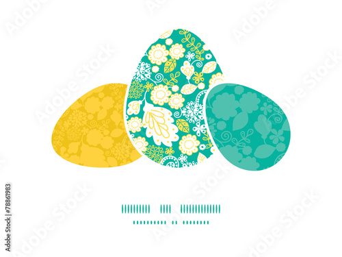 Vector emerald flowerals three matching Easter egg sillhouettes