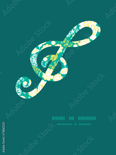 Vector emerald flowerals gclef musical silhouette pattern frame