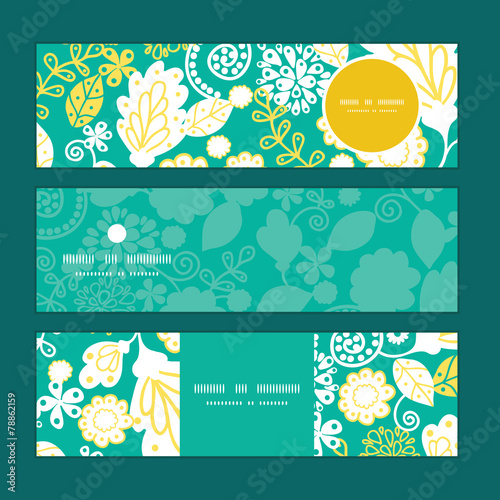 Vector emerald flowerals horizontal banners set pattern