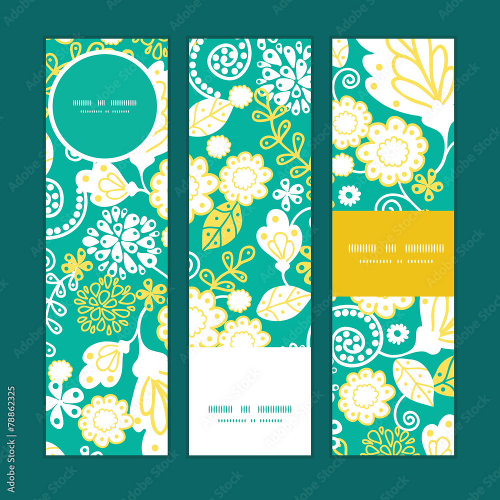 Vector emerald flowerals vertical banners set pattern background Vector emerald flowerals vertical banners set pattern background