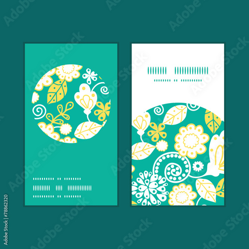 Vector emerald flowerals vertical round frame pattern business