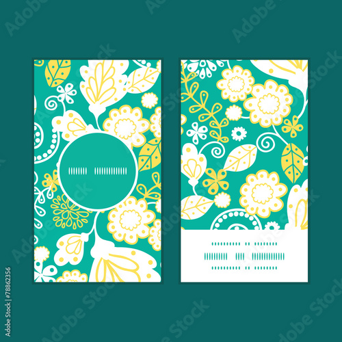 Vector emerald flowerals vertical round frame pattern business