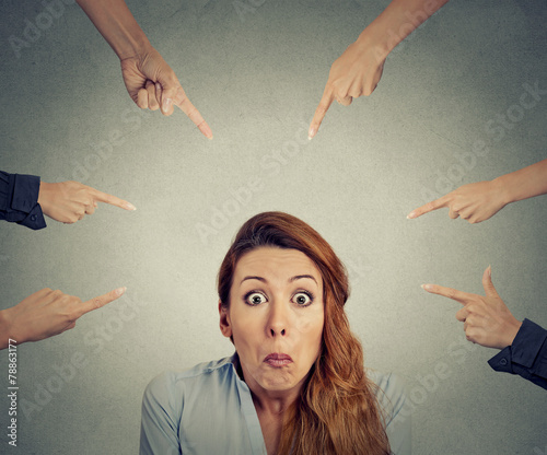 Concept accusation guilty business woman fingers pointing 