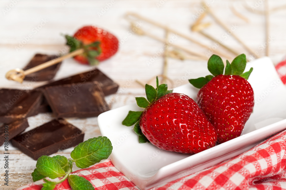 Fresh strawberry with dark chocolate Fresh strawberry with dark chocolate