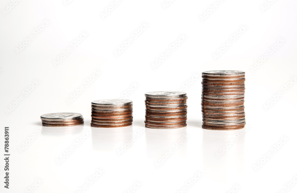 stacks of Russian rubles on a white stacks of Russian rubles on a white