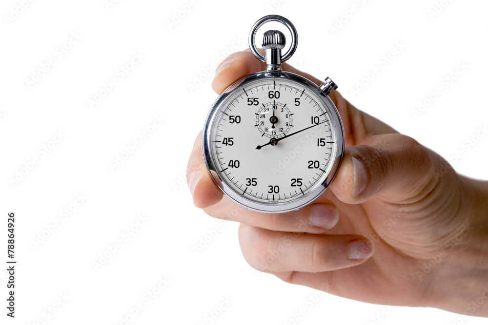 stopwatch hold with three fingers, white background stopwatch hold with three fingers, white background