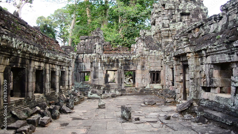 Zoom Out of Stone Ruins of Abandon Temple - Angkor Wat Temple Cambodia Zoom Out of Stone Ruins of Abandon Temple - Angkor Wat Temple Cambodia