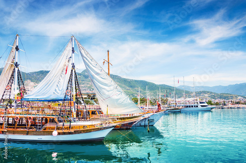 Принти на полотні Tourist boats in port of Alanya, Turkey