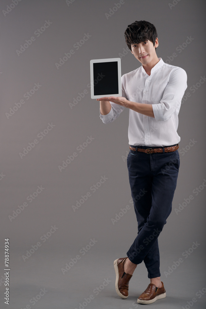 Showing digital tablet Showing digital tablet