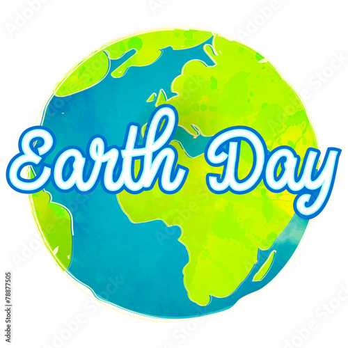 Earth day poster with paint texture. Hand drawn globe vector