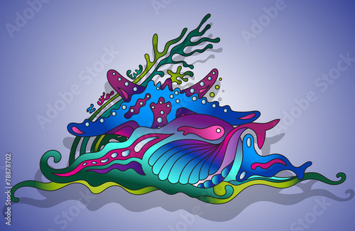 Vector illustration with underwater world