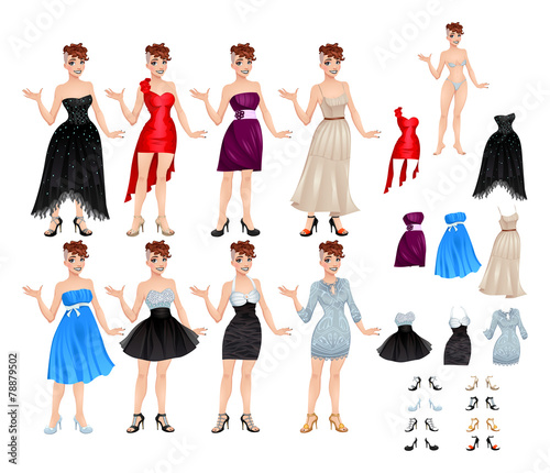 Female avatar with dresses and shoes