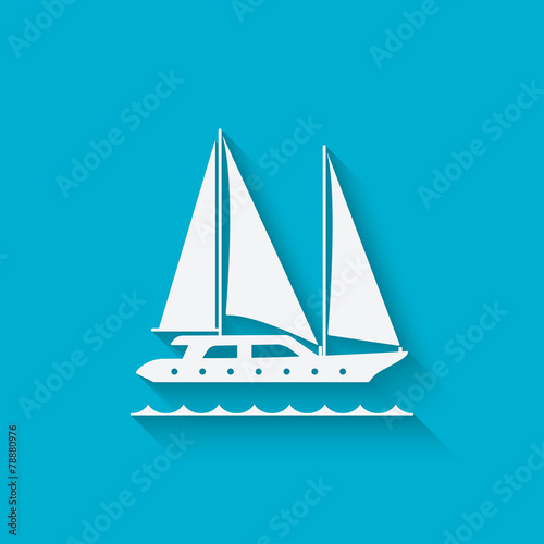 marine background with yacht