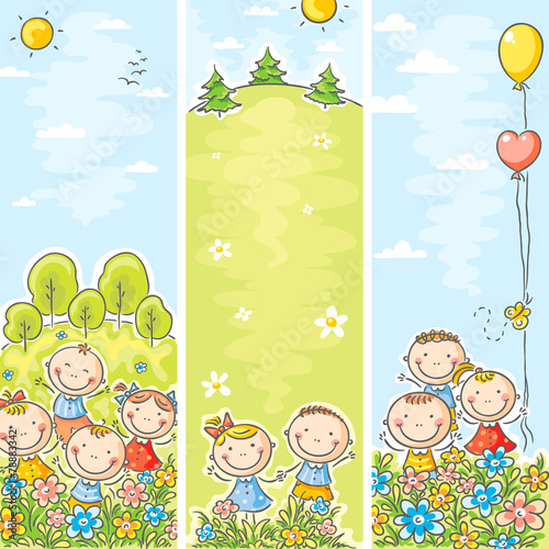 Vertical kids banners with copy space