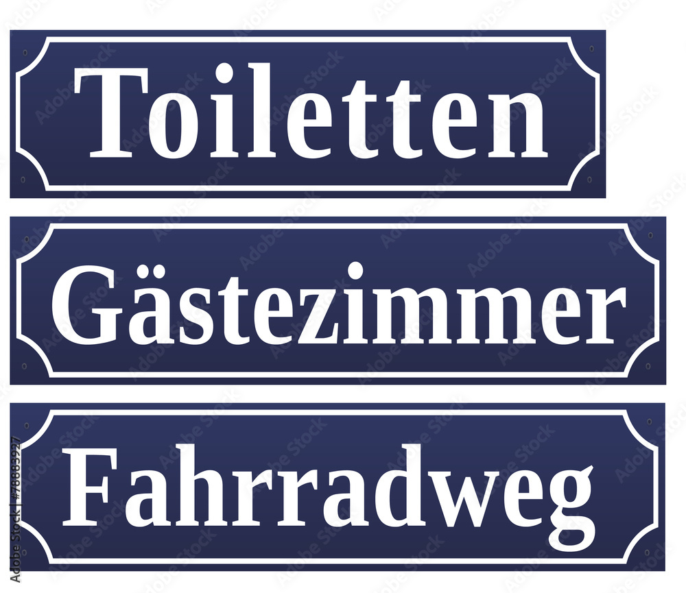 Straßenschild Schild Gästezimmer Toiletten Fahrradweg Straßenschild Schild Gästezimmer Toiletten Fahrradweg