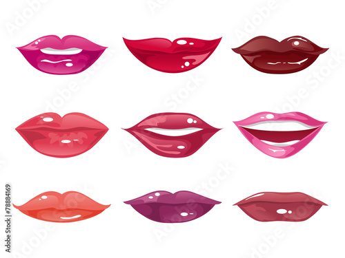 Set of female lips on a white background. Vector illustration
