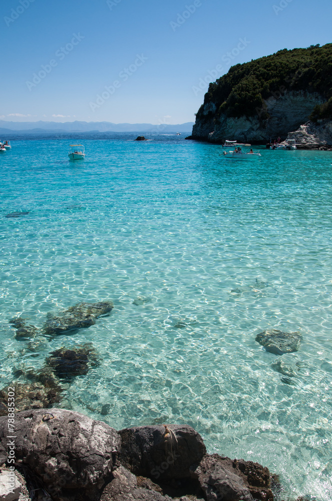 Antipaxos beach - clear water - obrazy, fototapety, plakaty 