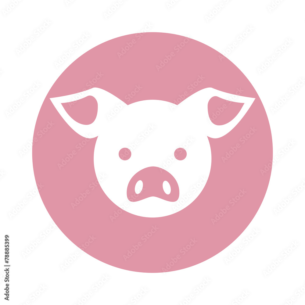 Simple illustration of a pink pig head Simple illustration of a pink pig head