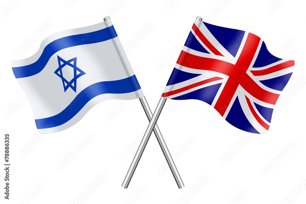 Flags: Israel and United Kingdom