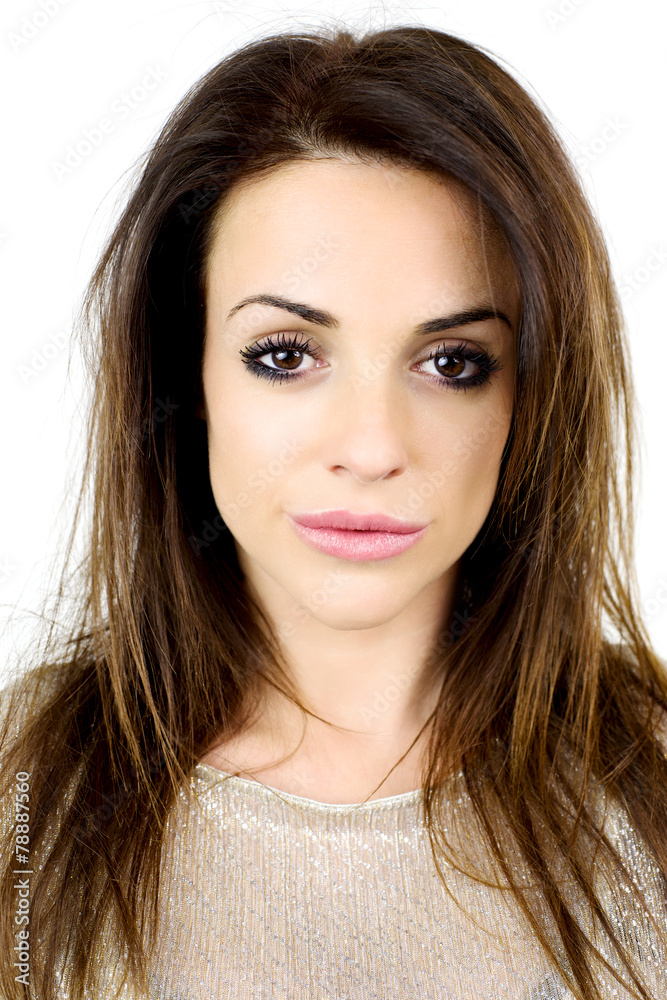 Beautiful brunette looking strong with makeup Beautiful brunette looking strong with makeup