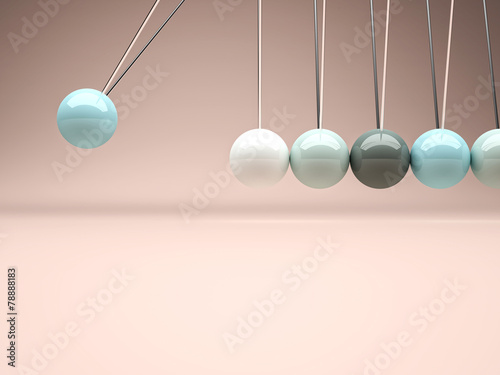  pastel color newton's cradle pendulum, concept of flowing time and business, landscape format.