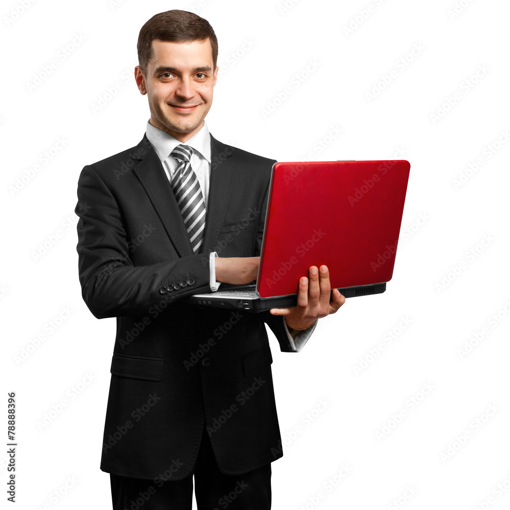 male in suit with laptop in his hands male in suit with laptop in his hands