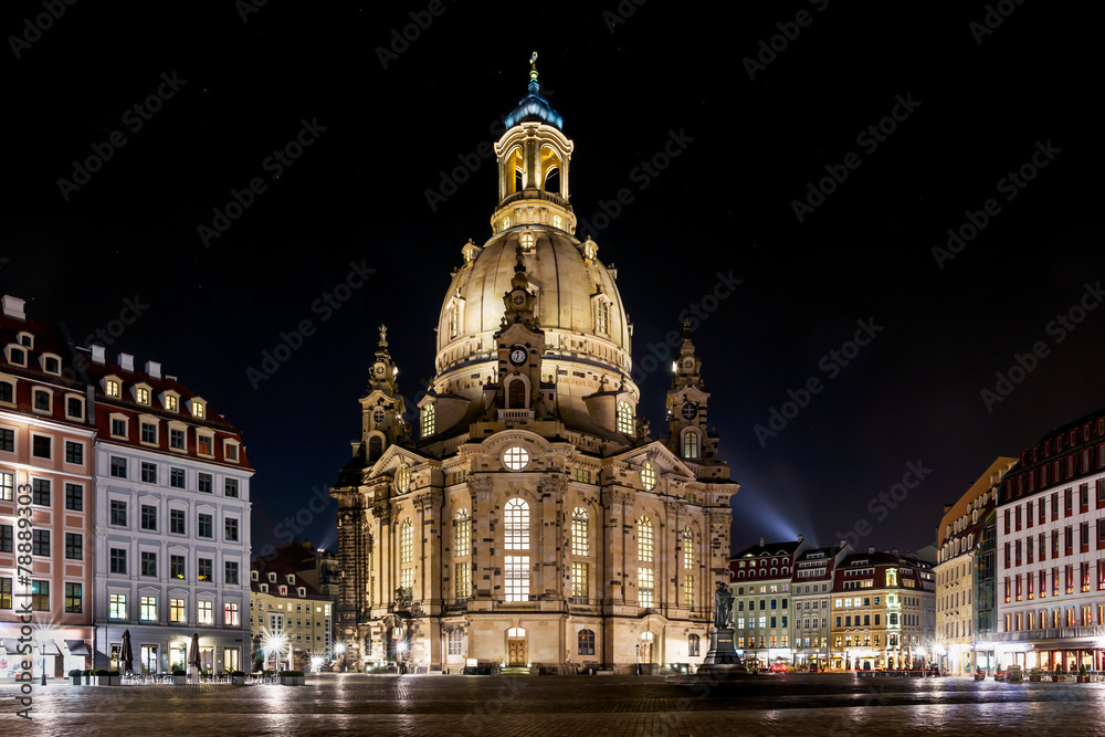 Frauenkirche in Dresden Germany at night
