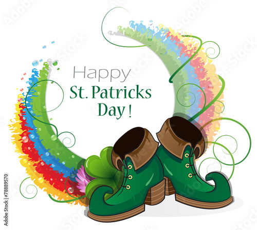 Rainbow, clover and  Leprechaun shoes