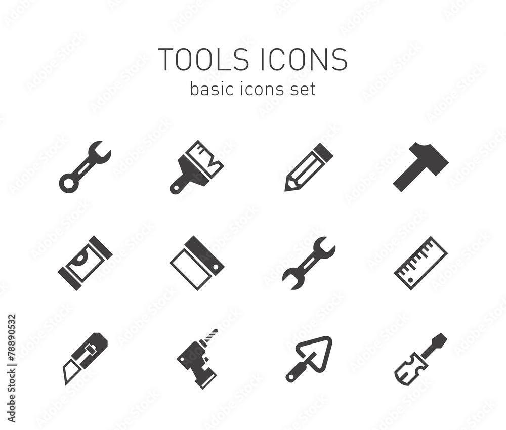 Tools icons set. Tools icons set.