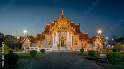 Marble Temple, Thai Temple at Twilight