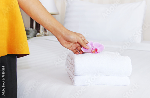 cleaning in a hotel room