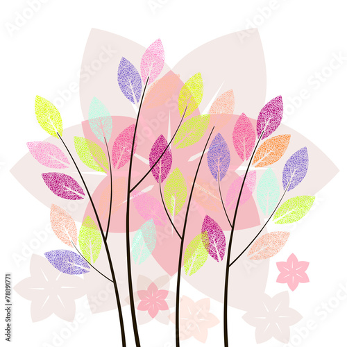 Colored young tree on white background