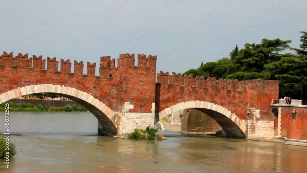 Brick bridge on Adige River in Verona. Italy Brick bridge on Adige River in Verona. Italy