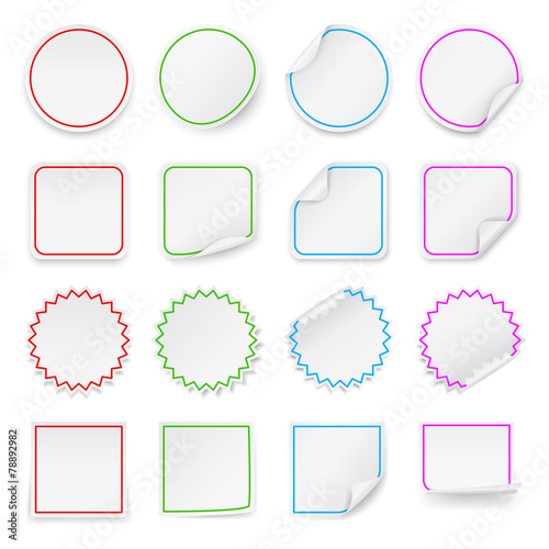 Set of vector blank stickers. Design templates.