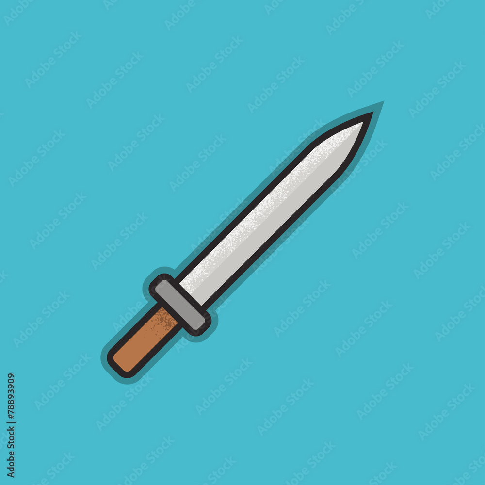 Flat Stroke Dagger Icon - Vector Illustration Flat Stroke Dagger Icon - Vector Illustration
