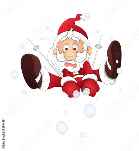 Skiing Scared Santa Character