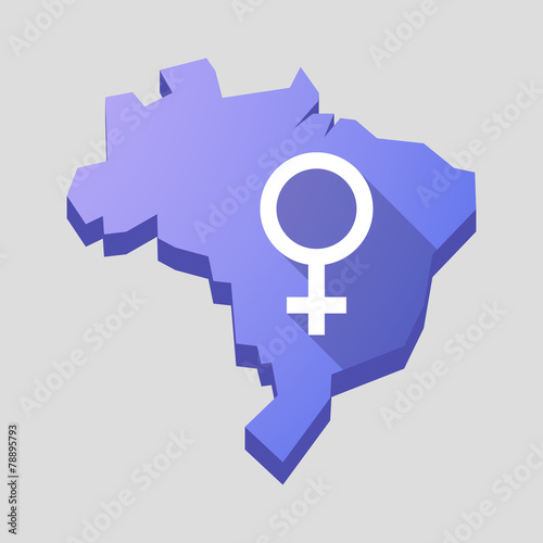 Purple Brazil map with a female sign