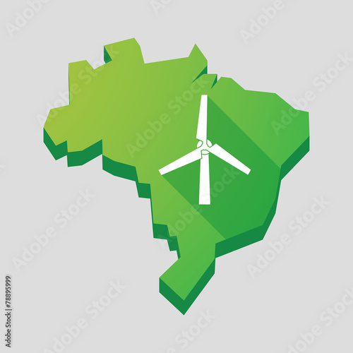 Green Brazil map with a wind generator