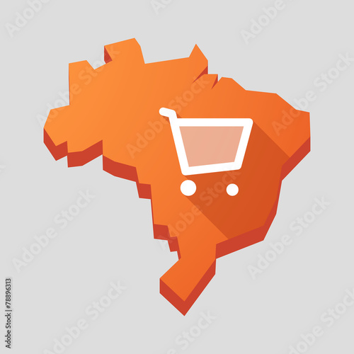 Orange Brazil map with a shopping cart