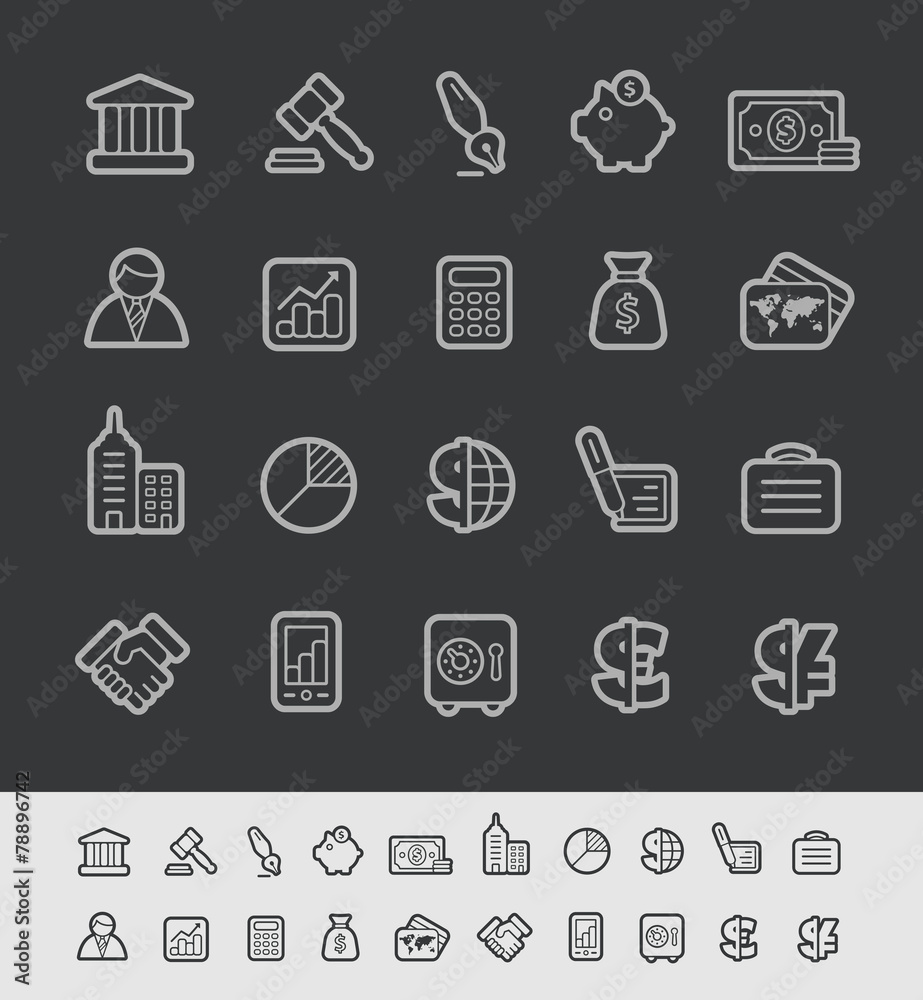 Business and Finance Icons -- Black Line Series