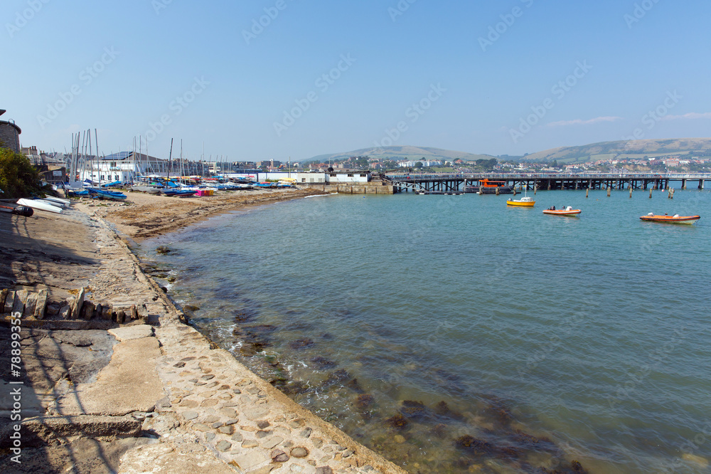 Swanage harbour and jetty Dorset England UK